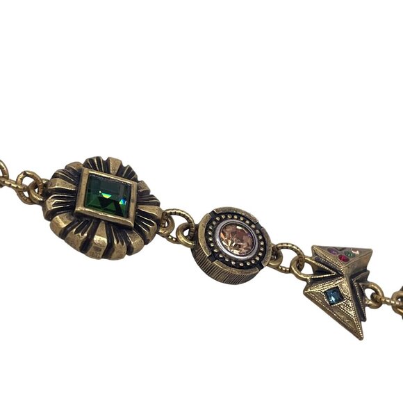 Patricia Locke Multi-Stone Geometric B106 Link Bracelet 7" Vintage Style HTF - Picture 4 of 8